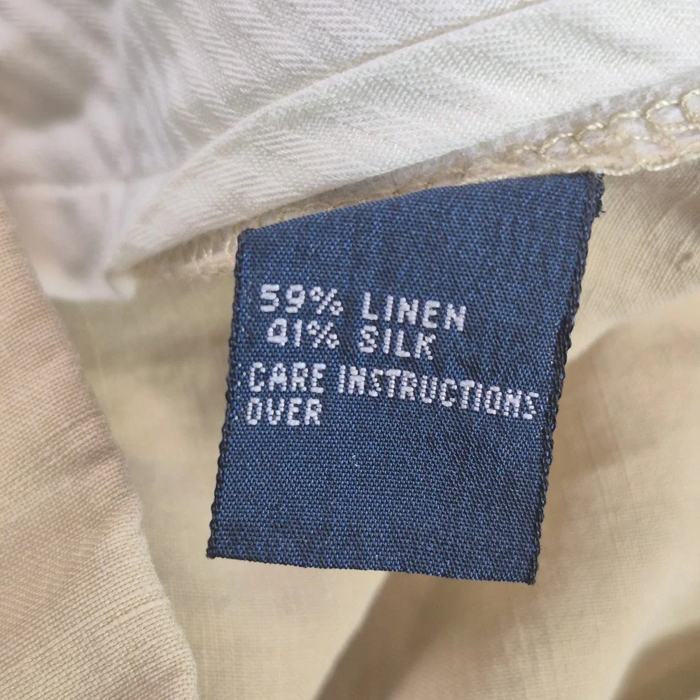 Polo Ralph Lauren Linen Silk Pleated Pants Mens 36 Beige Tan Vintage